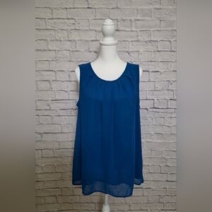 Chic Sleeveless Blue Chiffon Women's Blouse